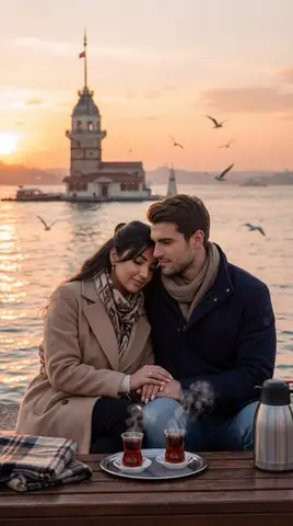 Ultra-Photorealistic Romantic Film Still (Uskudar Sunset)