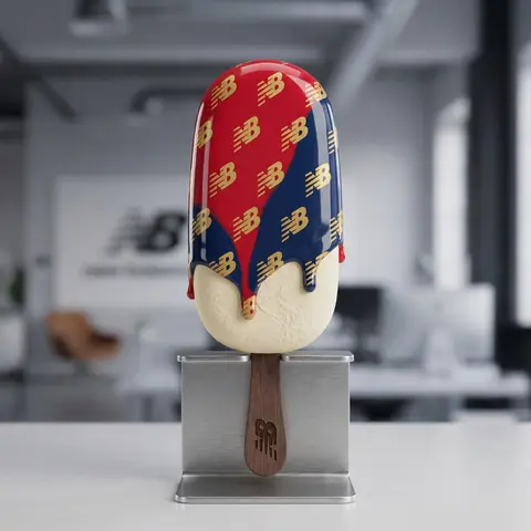 A perfectly vertical, hyper-realistic 3D popsicle by [@ YOUR