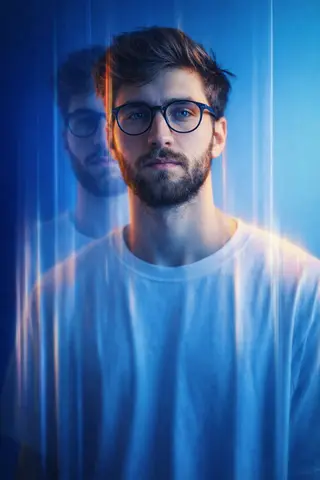 cinematic, high-fashion half-length portrait of me with a dreamy