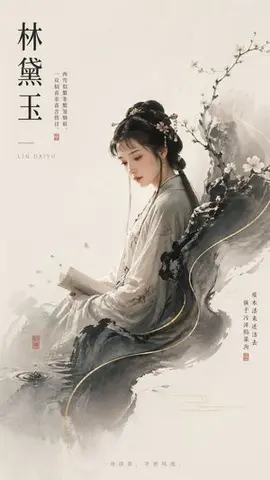 Lin Daiyu Ink-Wash Poster