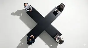 Top-Down Flat Lay of Custom-Shaped Conference Table