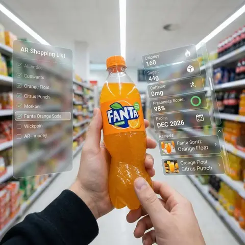 First-person perspective inside a brightly lit supermarket aisle