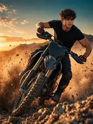 Sunset Motocross Action Portrait