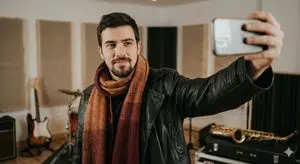 Selfie Portrait in Recording Studio Prompt