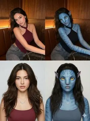 2x2 Grid Human-to-Na'vi Transformation Prompt
