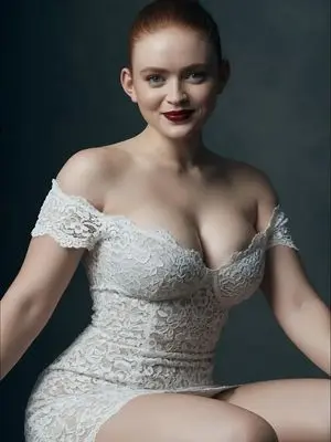 Studio Portrait of Woman in Lace Dress
