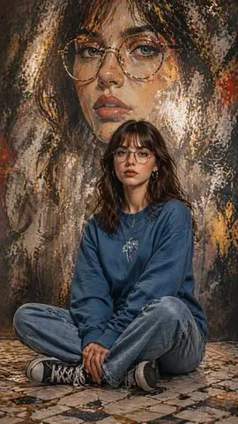 Artistic Portrait with Mural Background