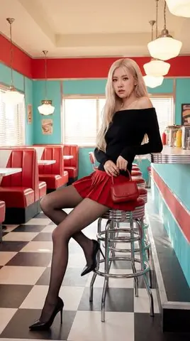 Blackpink Rosé Retro Diner Fashion Shoot