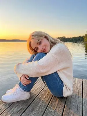 Golden Hour Sunset Portrait on a Lakeside Dock