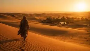 Cinematic Desert Nomad at Sunset
