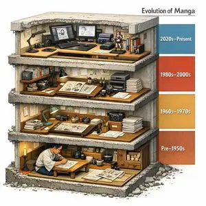 Manga Evolution Architectural Section Prompt