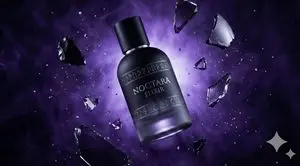 Matte Black Elixir Bottle with Purple Smoke Background
