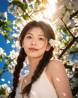 Sunlit Spring Blossom Portrait