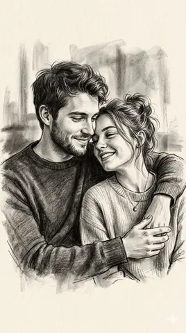 Charcoal and Pencil Couple Drawings