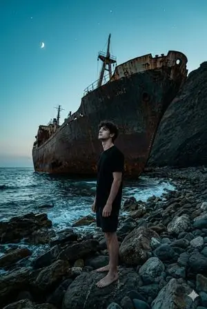 Shipwreck Twilight Scene