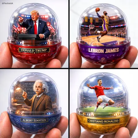 A detailed transparent gashapon capsule diorama, held between fingers