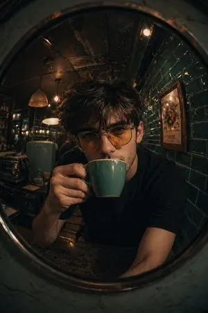 Retro Café Fish-eye Lens Portrait