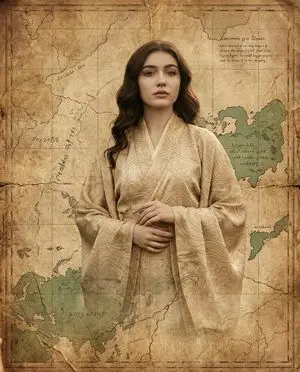 Surreal Fine-Art Portrait Emerging from Ancient Map