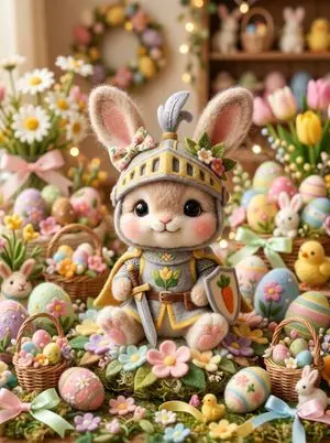 Kawaii Felt Easter Bunny with Customizable Outfit