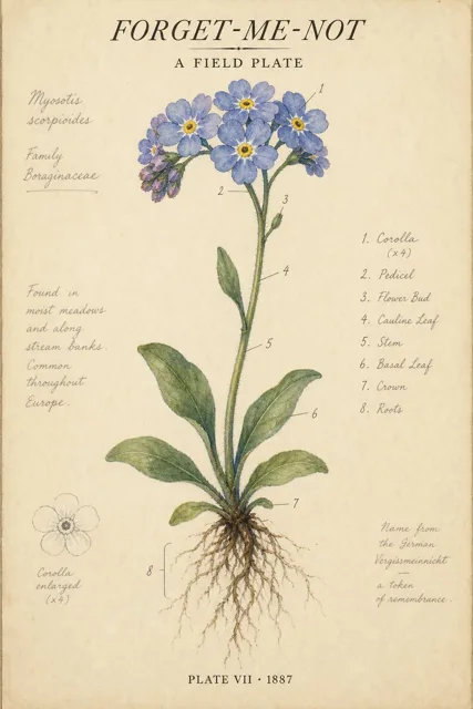 Infographic / Edu Visual - Vintage Botanical Forget-me-not Poster