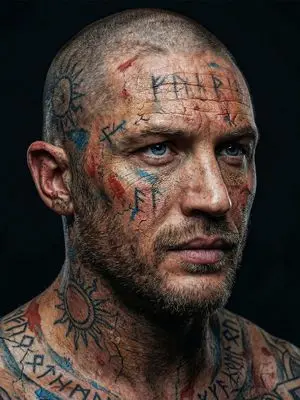 Ultra-Realistic Viking-Inspired Cracked Paint Portrait
