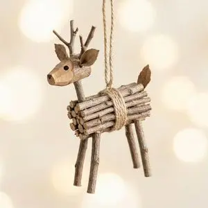 Rustic Twig Reindeer Christmas Ornament