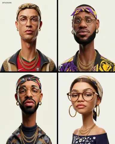 exaggerated stylized 3D caricature character portrait with strong intentional
