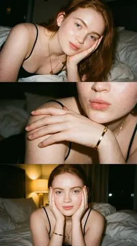 Sadie Sink Close-Up Flash Photography Collage