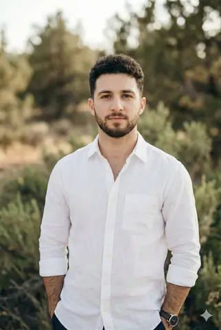 Long Sleeve Button Up Shirt Outdoor Portrait Arms Crossed, Body Angled Slightly