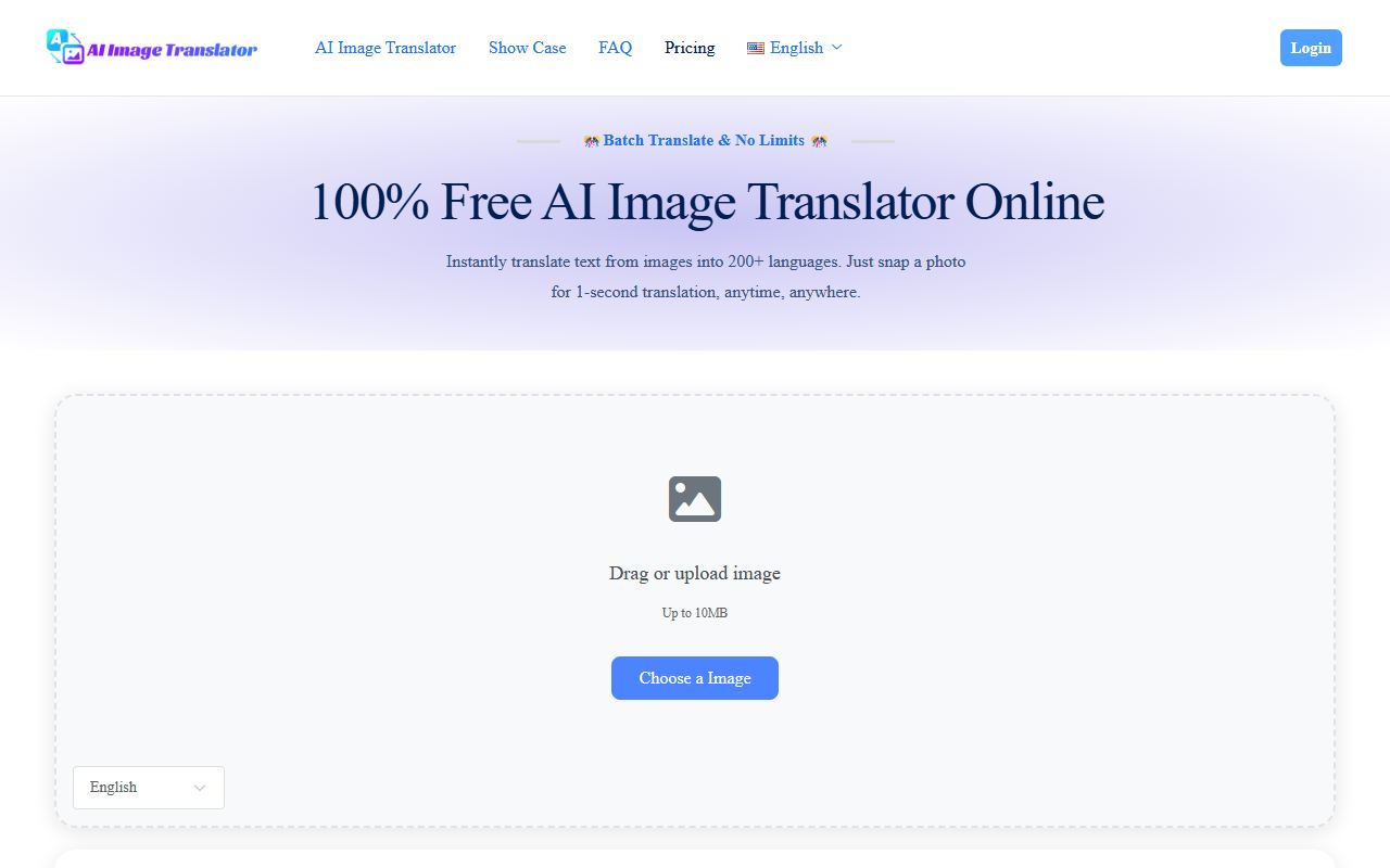 Screenshot of AI Image Translator official website
