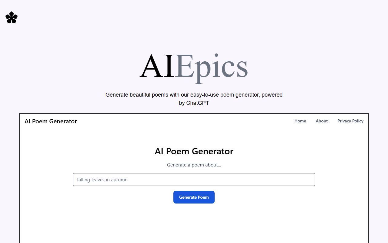 Screenshot of AIEpics official website