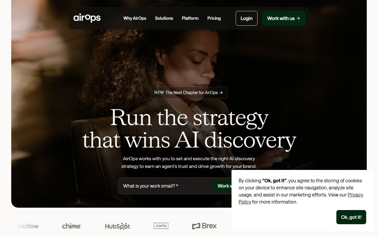Screenshot of Airops official website