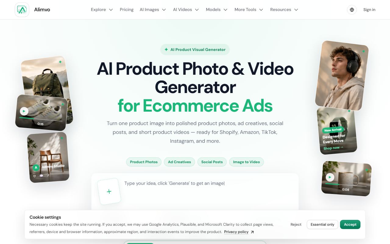 Screenshot of Alimvo official website