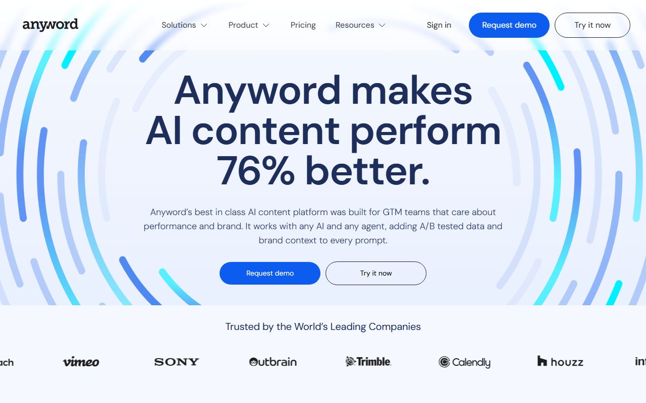 Screenshot of Anyword official website