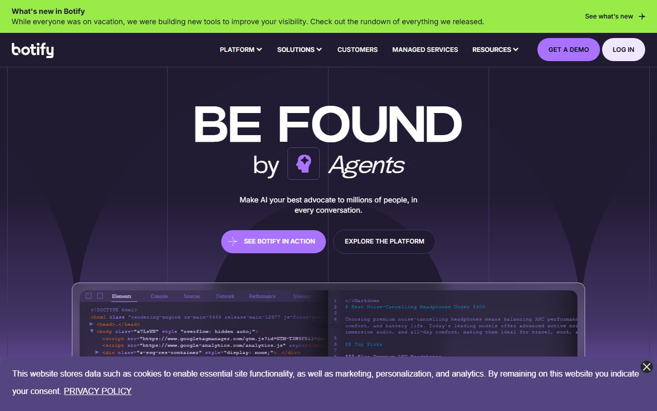 Screenshot of Botify official website