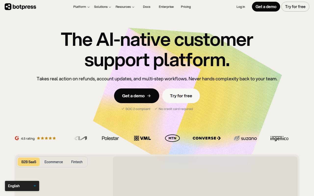 Screenshot of Botpress official website