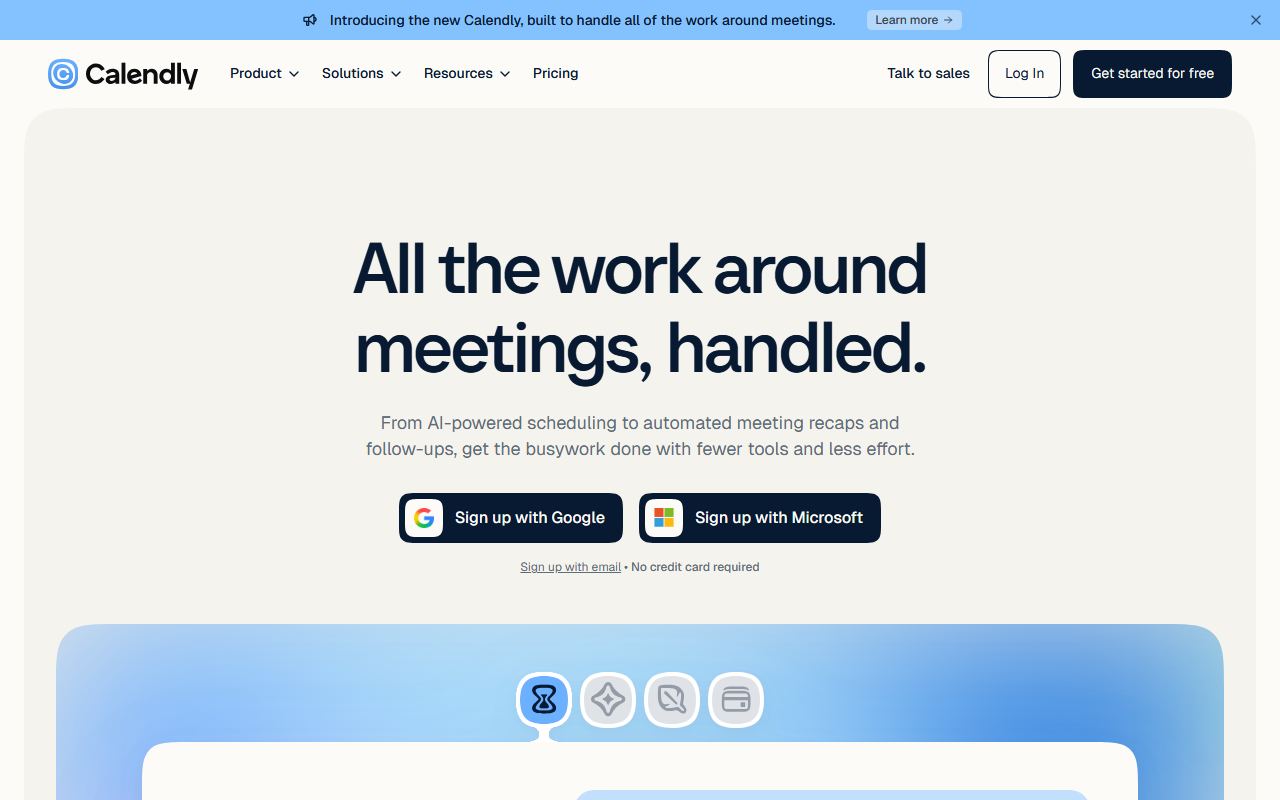 Screenshot of Calendly AI official website