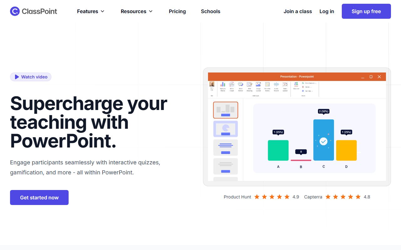 Screenshot of ClassPoint AI official website