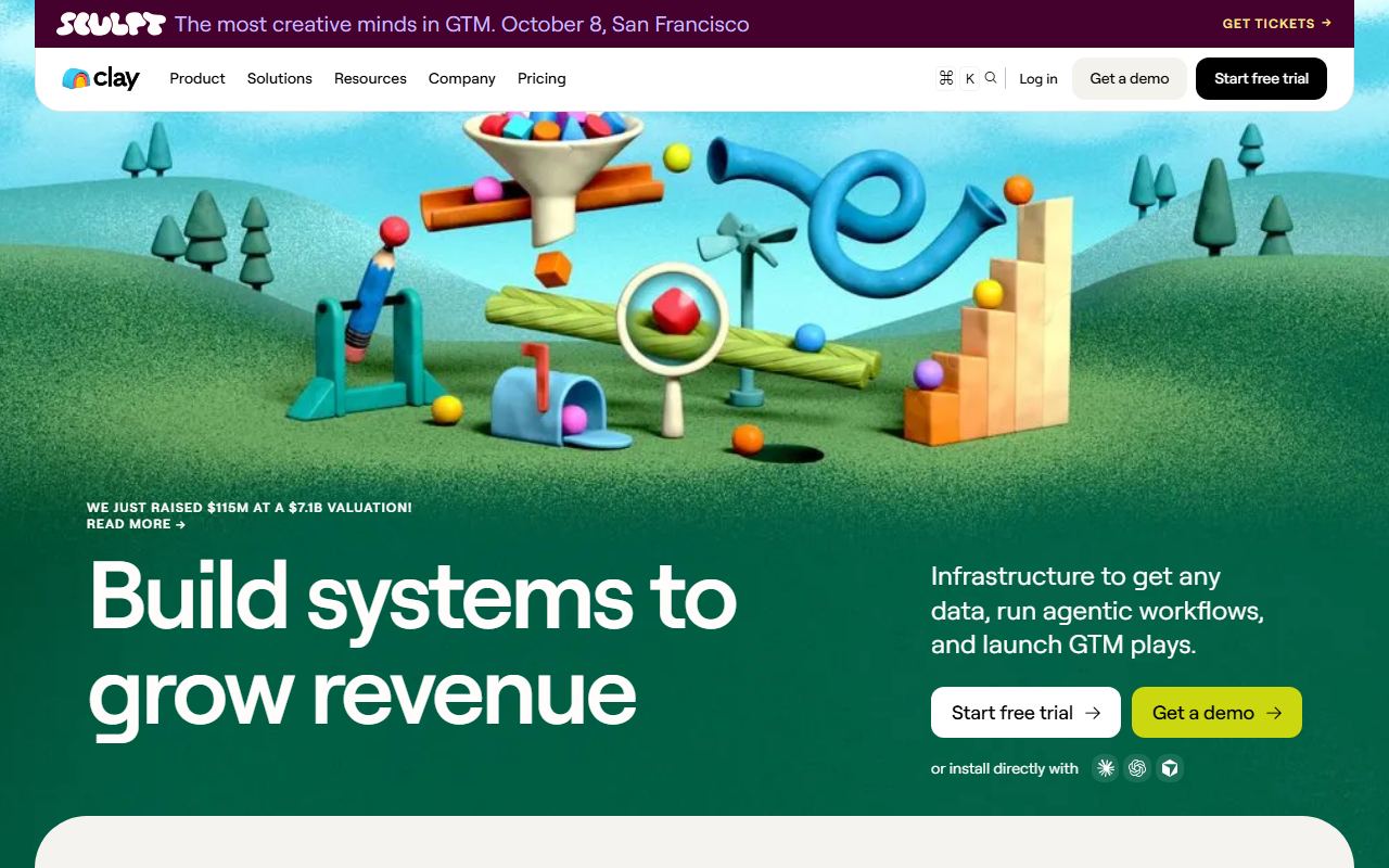 Screenshot of Clay official website