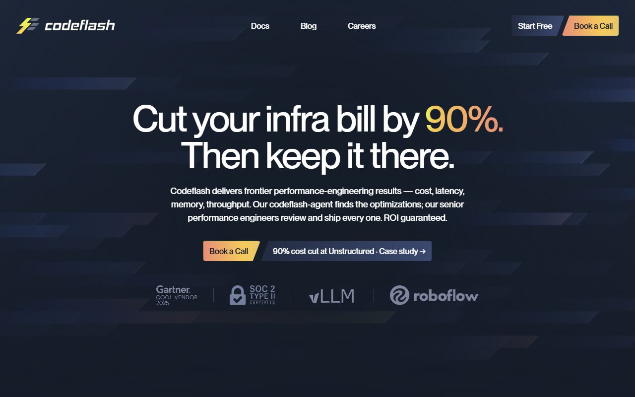 Screenshot of Codeflash official website