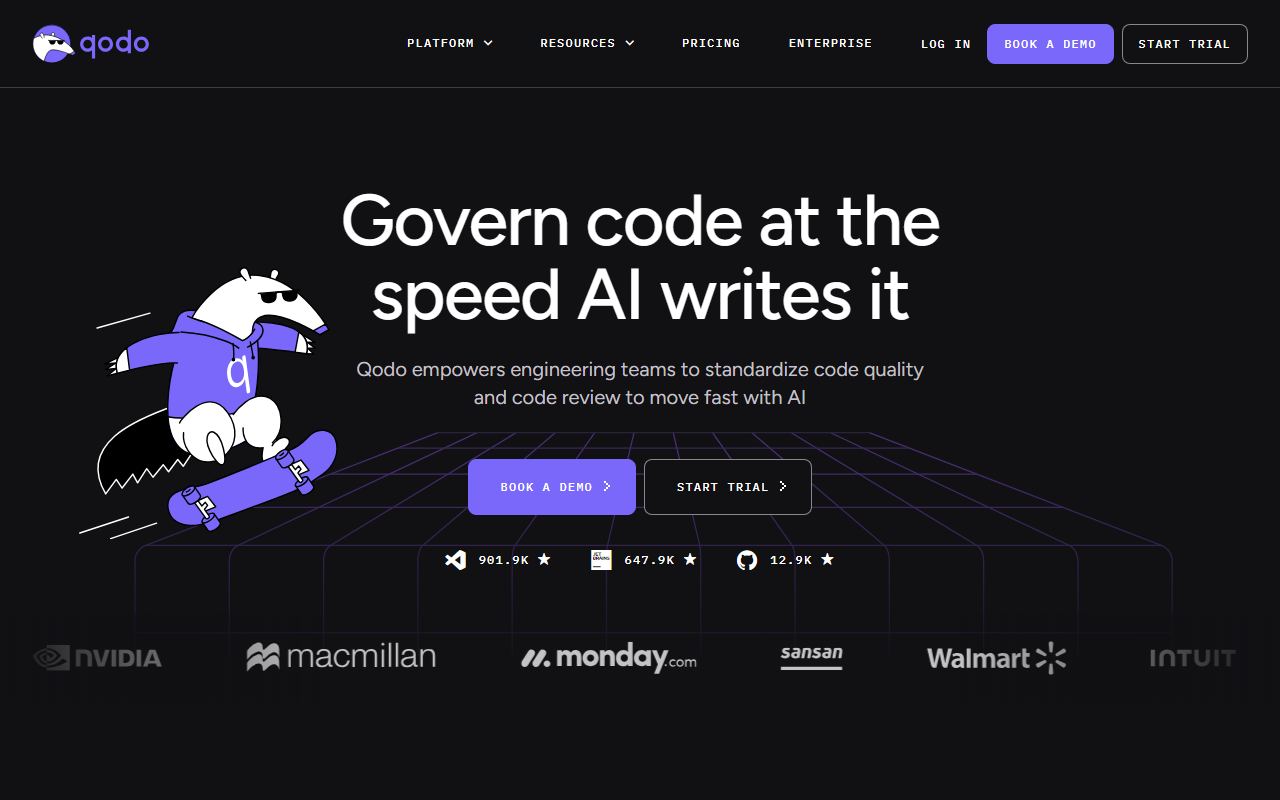 Screenshot of CodiumAI (Qodo) official website