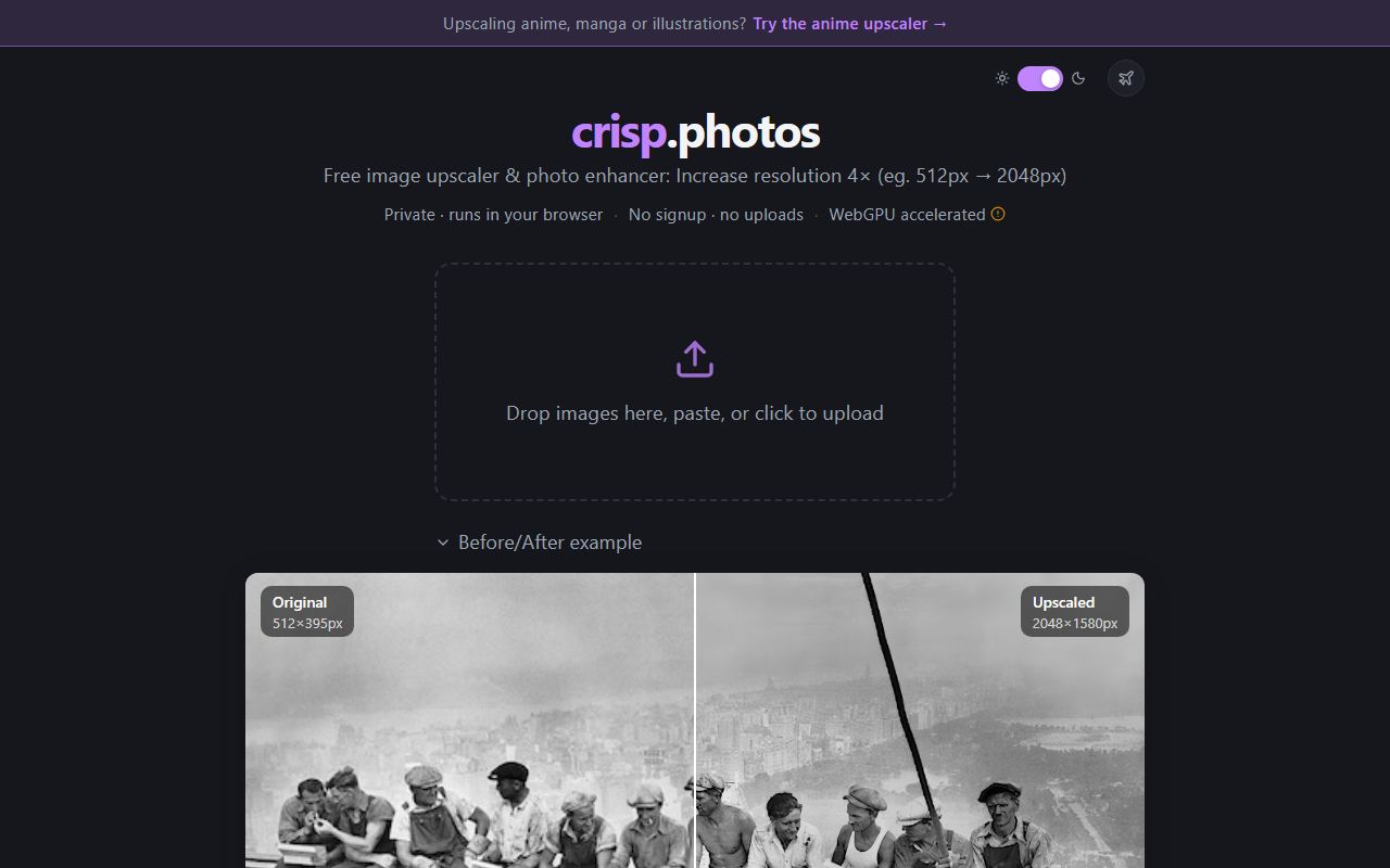 Screenshot of Crisp official website