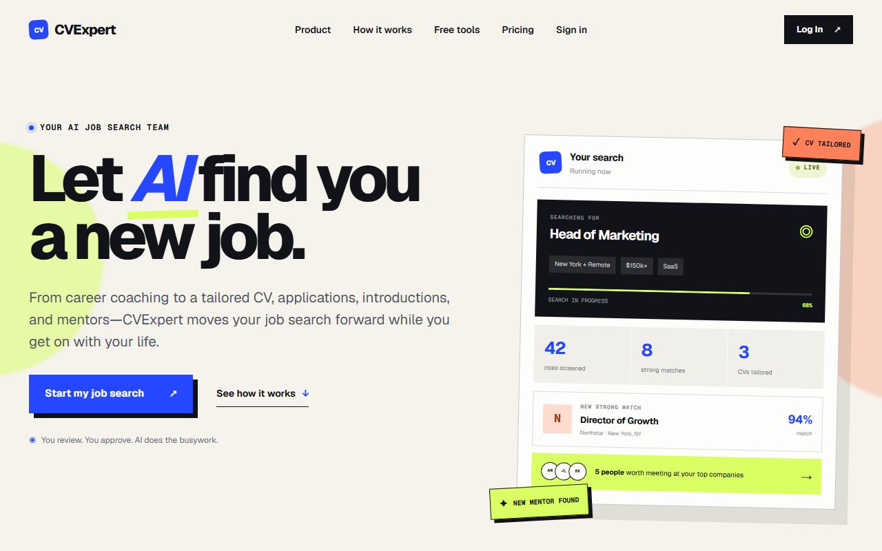 Screenshot of CVExpert official website