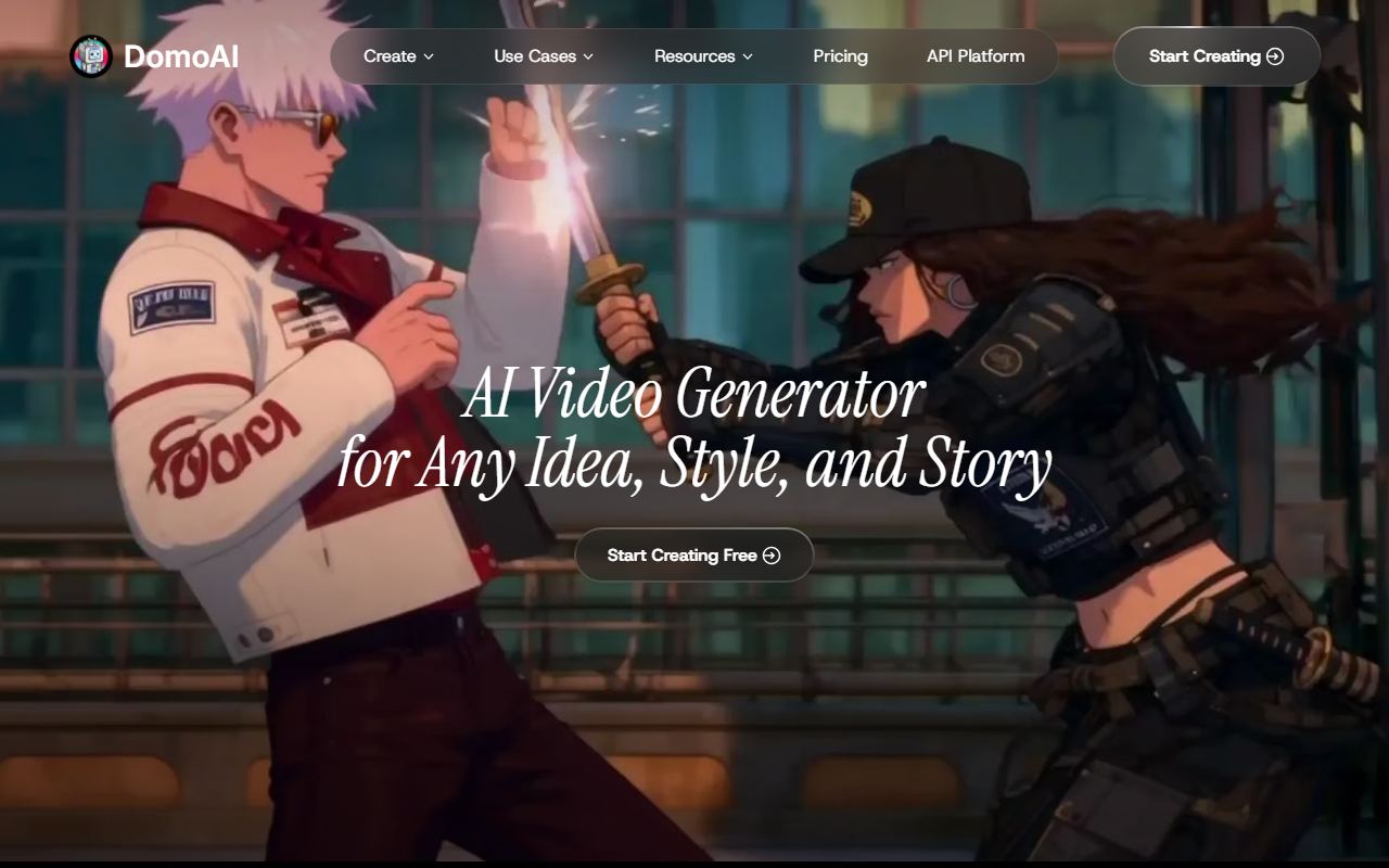 Screenshot of DomoAI official website
