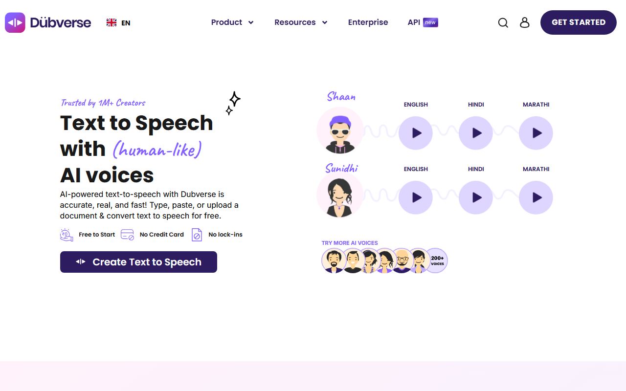 Screenshot of Dubverse official website