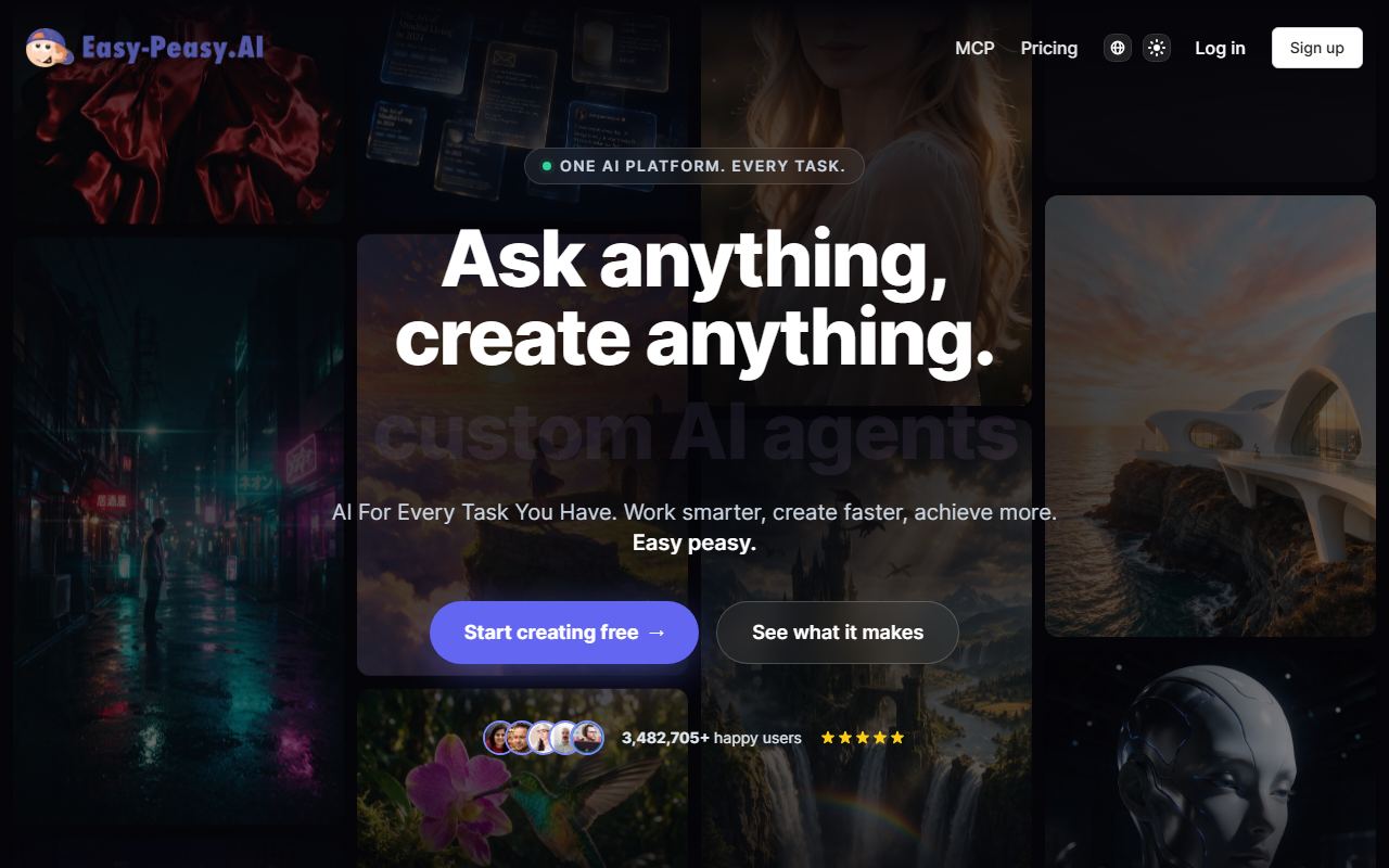 Screenshot of Easy-Peasy.ai official website