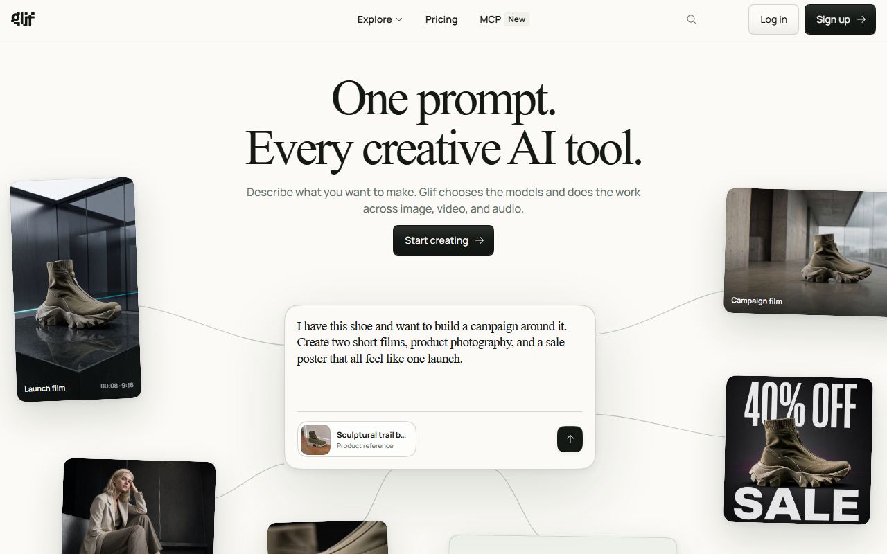 Screenshot of Glif official website