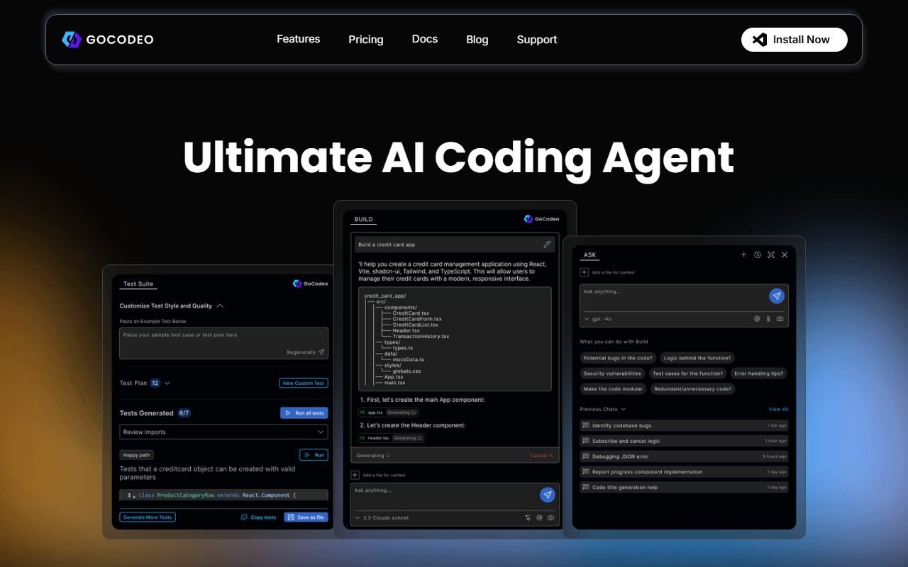 Screenshot of GoCodeo official website