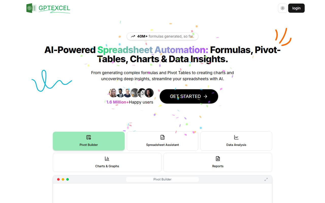 Screenshot of GPTExcel official website