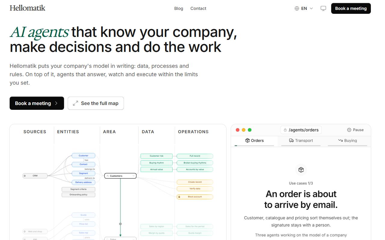 Screenshot of Hellomatik official website